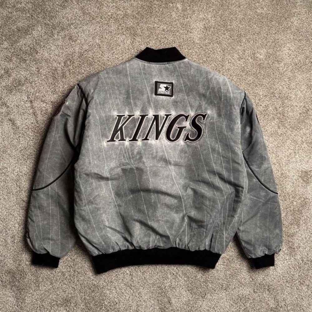 VINTAGE 90s LA KINGS STONEWASH BOMBER JACKET